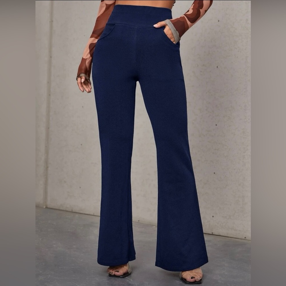 SHEIN Unity High Waist Slant Pocket Flare Leg Pants